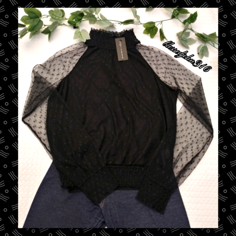 NOTEBUK Long Sleeve Blouse Polka Dot NWT
